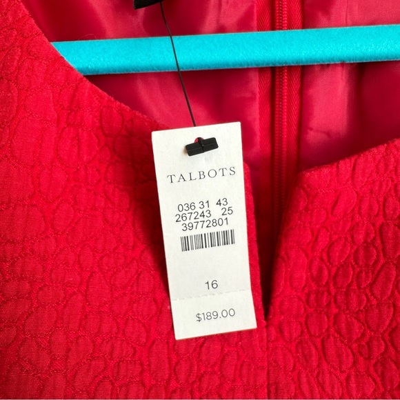 NWT Talbots Red Textured Fitted Cocktail Midi Dress 16 - Picture 2 of 11